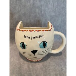 Natural Life Cat Head Face Coffee Tea Mug Cup‎ NEW You're Purr-fect